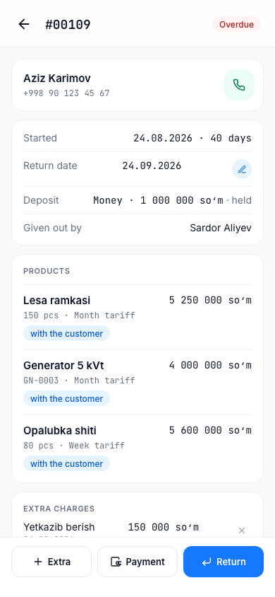 Rental page