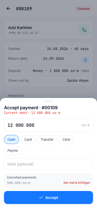 Accepting a payment