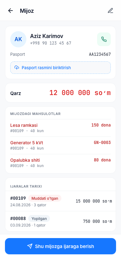 Mijoz kartasi